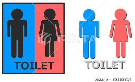 男女別トイレを案内するトイレマークの標識のイラスト素材