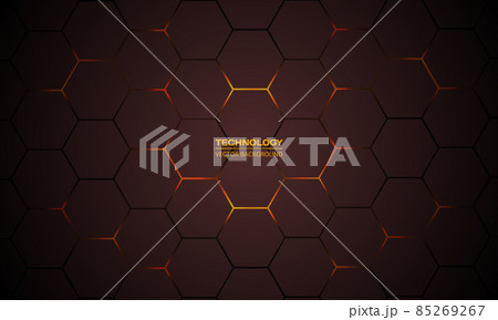 Dark red hexagonal technology vector abstract background. 85269267