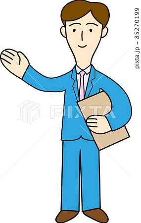 お客様を案内する男性会社員の全身イラスト お客様を案内する男性会社員の全身イラスト 85270199