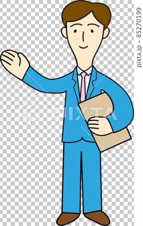 お客様を案内する男性会社員の全身イラスト お客様を案内する男性会社員の全身イラスト 85270199