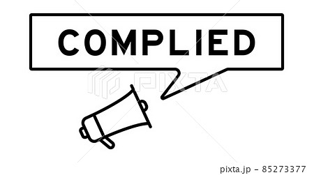 Megaphone icon with speech bubble in word complied on white background Megaphone icon with speech bubble in word complied on white background 85273377