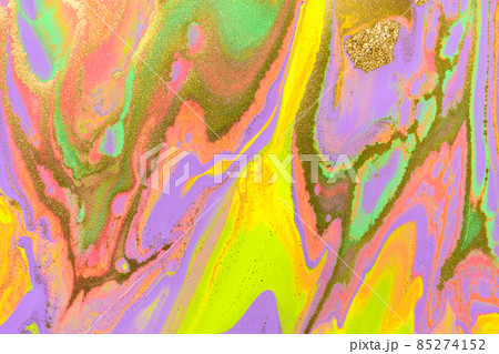 Gold powder on colorful mix liquid inks Gold powder on colorful mix liquid inks 85274152