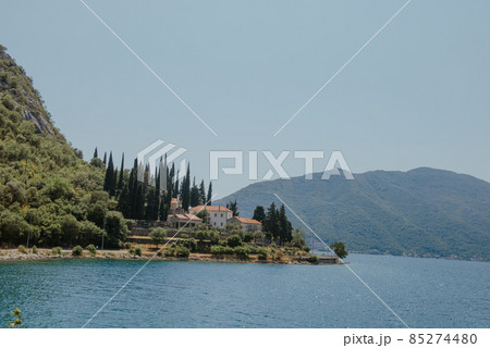 Bay of Kotor of Adriatic Sea, Montenegro. Beautiful view of the natural landscape. shore of Kotor. Scenic summer resort landscape. summer rest, vacation 85274480