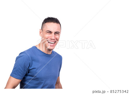 Portrait with copy space of a man laughing 85275342