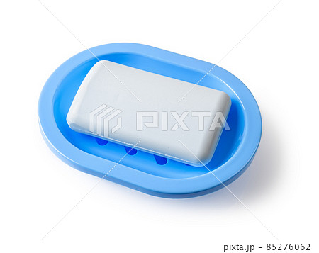 Blue dish with soap isolated on a white background. Blue dish with soap isolated on a white background. 85276062