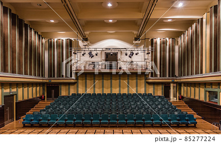 Ixelles, Brussels / Belgium - 06 16 2018 : Interior design of the Flagey concerthall and studio in art deco style Ixelles, Brussels / Belgium - 06 16 2018 : Interior design of the Flagey concerthall and studio in art deco style 85277224