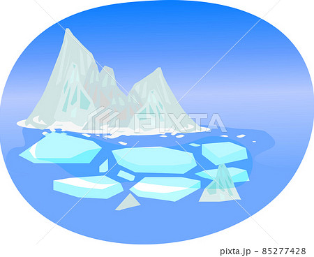 氷山と流氷の極寒地域のイラスト素材 氷山と流氷の極寒地域のイラスト素材