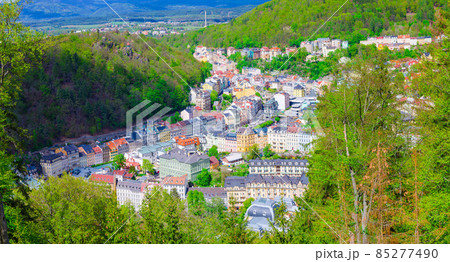 Karlovy Vary city aerial panoramic view Karlovy Vary city aerial panoramic view 85277490