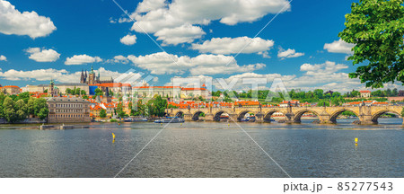 Panorama of Prague city historical centre with Prague Castle Panorama of Prague city historical centre with Prague Castle 85277543