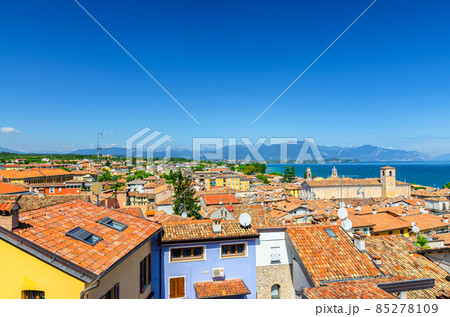 Aerial panoramic view of Desenzano del Garda town 85278109