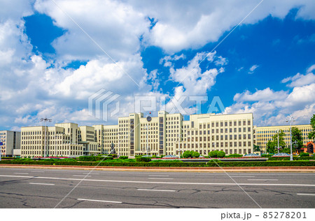The Government House constructivism style building on Independence Square in Minsk 85278201