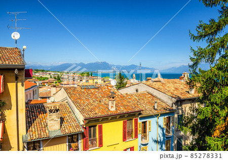 Aerial panoramic view of Desenzano del Garda town 85278331