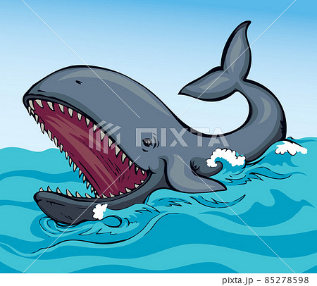 Whale With Open Mouth Vector Drawingのイラスト素材