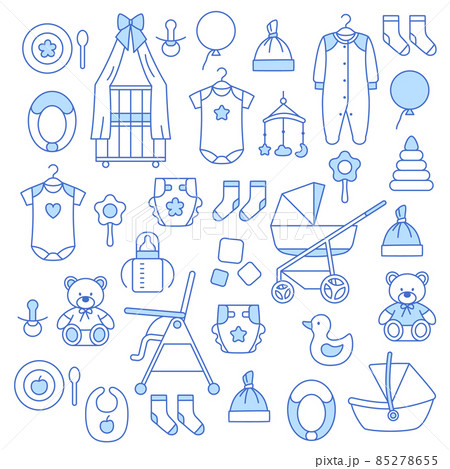 Baby Essentials Thin Line Icons 685769 Vector Art at Vecteezy