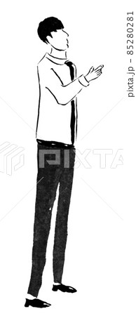 案内する人（墨の手描き人物イラスト） 85280281
