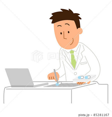 薬を分包する薬剤師の男性1 85281167
