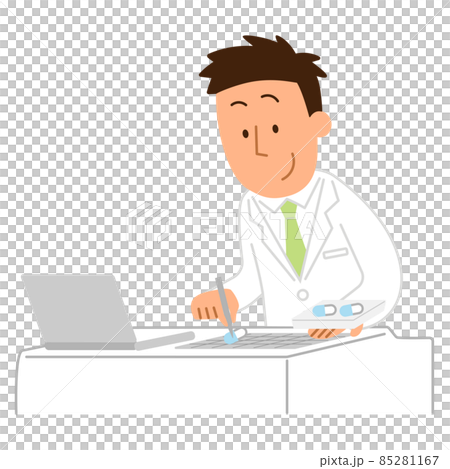 薬を分包する薬剤師の男性1 85281167