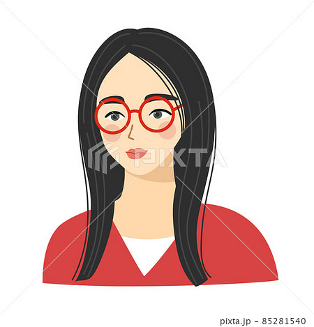 黒髪ロングでメガネの女性のイラスト素材 黒髪ロングでメガネの女性のイラスト素材