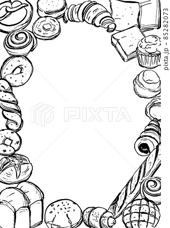 パン フレーム 手描き 長方形 1色 パン フレーム 手描き 長方形 1色 85282073