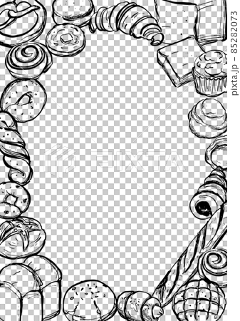 パン フレーム 手描き 長方形 1色 パン フレーム 手描き 長方形 1色 85282073