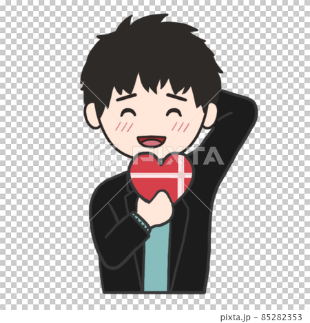 收到心形禮物害羞笑的少年（男1） 85282353