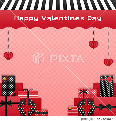 バレンタイン　正方形のバナーテンプレート（ピンク背景） 85284087