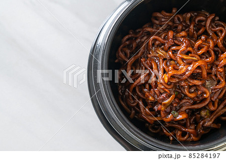 Korean black spaghetti or instant noodle with roasted chajung sauce 85284197