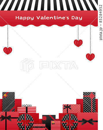 バレンタイン　フレーム・背景素材（縦向き／白背景） 85284952