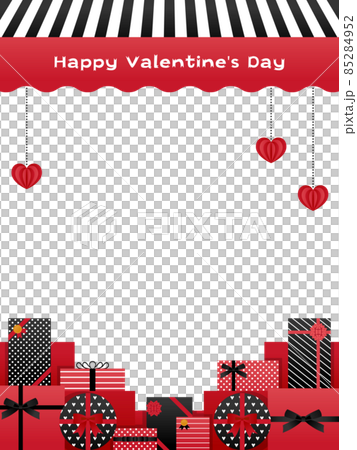 バレンタイン　フレーム・背景素材（縦向き／白背景） 85284952