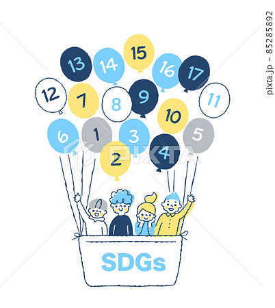 SDGs イメージ 風船の気球に乗った子供たち SDGs イメージ 風船の気球に乗った子供たち 85285892