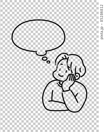 Line drawing of a man thinking about something fun 85286812