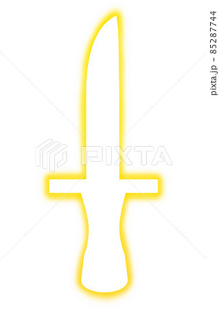 光る短剣 黄色 のイラスト素材