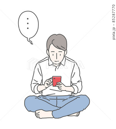 スマホに夢中なサラリーマン~呆然…点々のフキダシ スマホに夢中なサラリーマン~呆然…点々のフキダシ 85287770