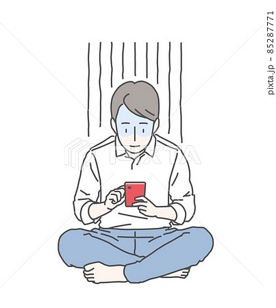 スマホに夢中なサラリーマン~真っ青になる スマホに夢中なサラリーマン~真っ青になる 85287771