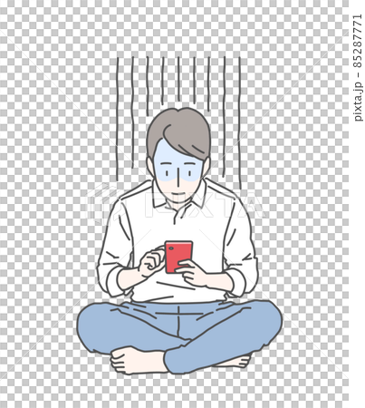 スマホに夢中なサラリーマン~真っ青になる スマホに夢中なサラリーマン~真っ青になる 85287771