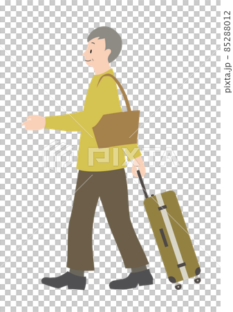 スーツケースを引っ張っているシニア男性(旅行等のイメージに) スーツケースを引っ張っているシニア男性(旅行等のイメージに) 85288012