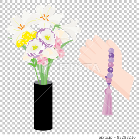 Buddhist offering spring flowers and hands to worship 85288210