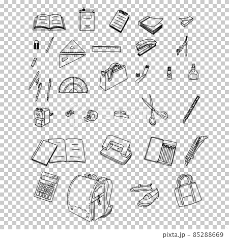 學校使用的文具套裝(簡單,手繪) 學校使用的文具套裝(簡單,手繪) 85288669