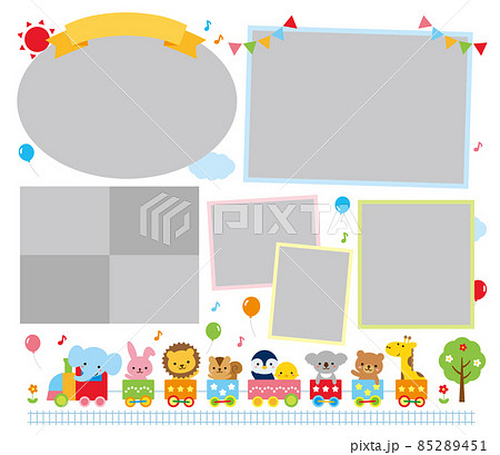 かわいい動物幼稚園汽車アルバムテンプレート 85289451
