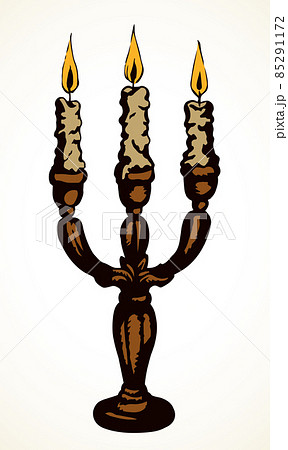 Candlestick with three candles. Vector drawing 85291172