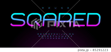 Rounded velvet violet gradient color font. Kids neon letters, children laser game alphabet. Nightlife type for cyberspace headline, nightclub logo, scifi poster, music DJ cover design. Rounded velvet violet gradient color font. Kids neon letters, children laser game alphabet. Nightlife type for cyberspace headline, nightclub logo, scifi poster, music DJ cover design. 85291223