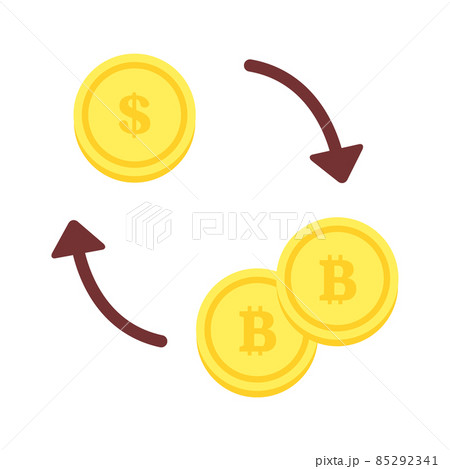 ドルとビットコインをトレードするイラスト（ベクター） 85292341