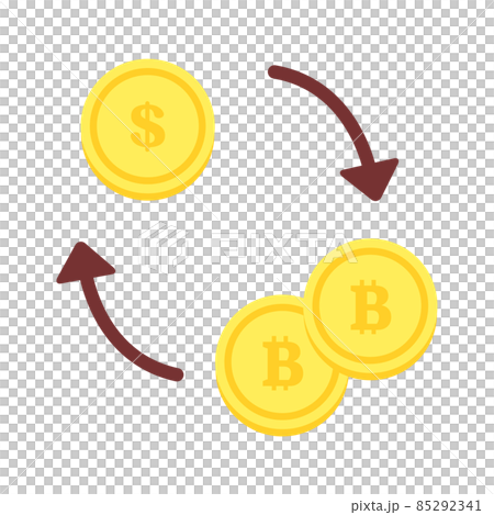 ドルとビットコインをトレードするイラスト（ベクター） 85292341