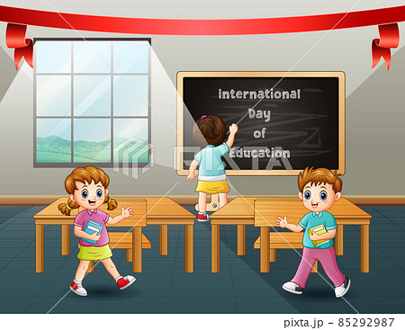 International day of Education with students in class  85292987