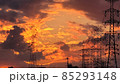 芸術的な色使いの空・自然が紡ぎ出す絶景・獣が柵を咥えているようにも見える写真・オレンジ色の空 85293148