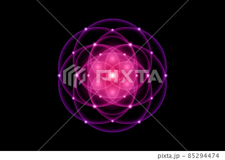 Seed of life, Sacred Geometry, Flower of Life, light logo Symbol of Harmony and Balance, Glowing Geometrical Ornament, purple lotus vector isolated on black background Seed of life, Sacred Geometry, Flower of Life, light logo Symbol of Harmony and Balance, Glowing Geometrical Ornament, purple lotus vector isolated on black background 85294474