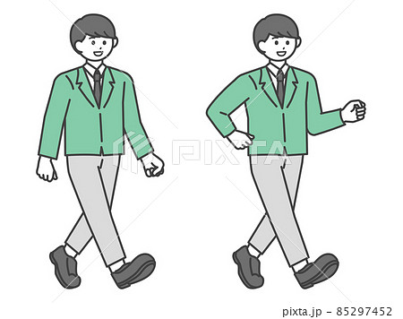 歩いている学生の男の子のイラスト素材セットのイラスト素材 歩いている学生の男の子のイラスト素材セットのイラスト素材