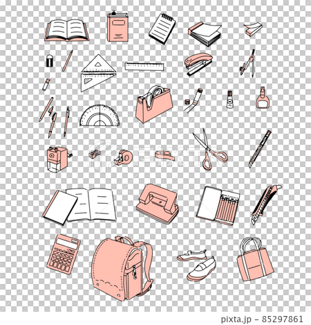 學校使用的文具套裝（簡單，手繪） 85297861