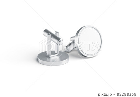 Blank round silver cufflinks toggle mockup pair, isolated Blank round silver cufflinks toggle mockup pair, isolated 85298359