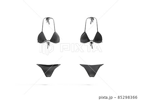 Blank black woman bikini mockup, front and back view Blank black woman bikini mockup, front and back view 85298366